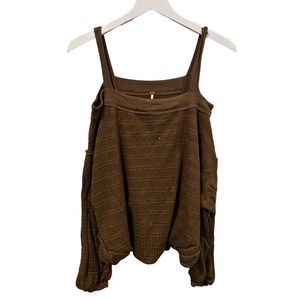 Free People Women's Tops Sistine Hacci Cold Shoulder Top sweater Brown medium M